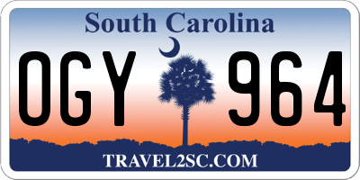 SC license plate OGY964