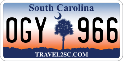 SC license plate OGY966