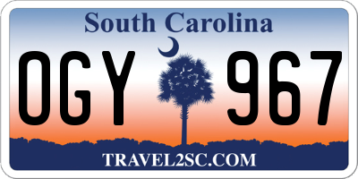 SC license plate OGY967
