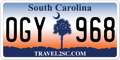 SC license plate OGY968