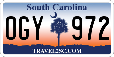 SC license plate OGY972