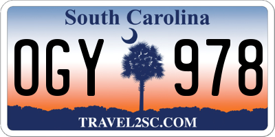 SC license plate OGY978