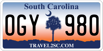 SC license plate OGY980