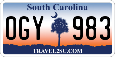 SC license plate OGY983