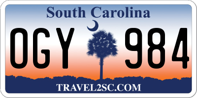SC license plate OGY984