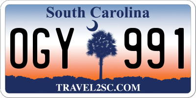 SC license plate OGY991