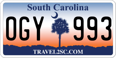 SC license plate OGY993