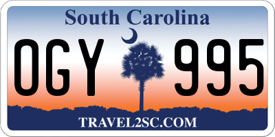 SC license plate OGY995