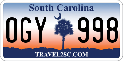SC license plate OGY998