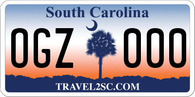 SC license plate OGZ000