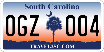 SC license plate OGZ004
