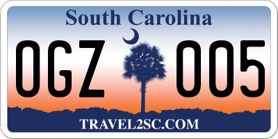SC license plate OGZ005