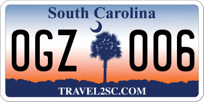 SC license plate OGZ006
