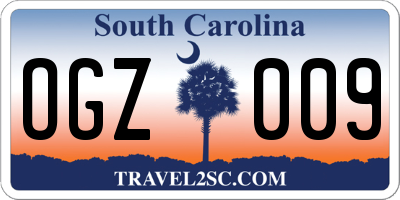 SC license plate OGZ009