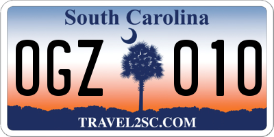 SC license plate OGZ010