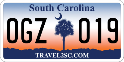 SC license plate OGZ019