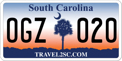 SC license plate OGZ020