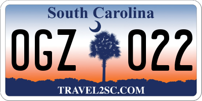 SC license plate OGZ022