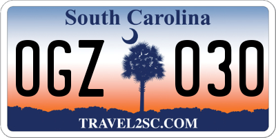 SC license plate OGZ030