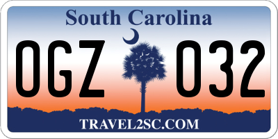 SC license plate OGZ032