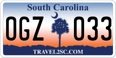SC license plate OGZ033