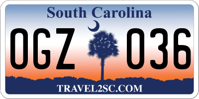 SC license plate OGZ036