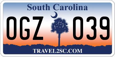 SC license plate OGZ039