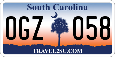 SC license plate OGZ058