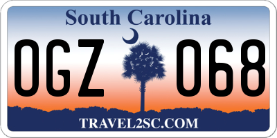 SC license plate OGZ068