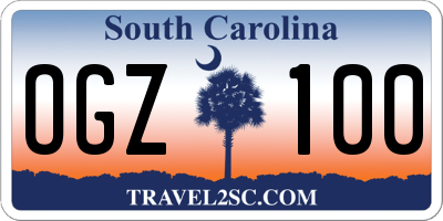 SC license plate OGZ100
