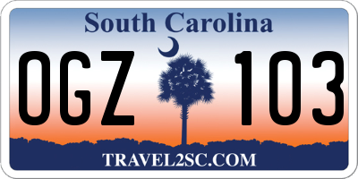 SC license plate OGZ103