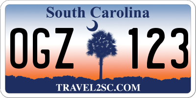 SC license plate OGZ123