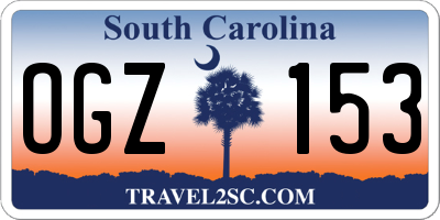 SC license plate OGZ153