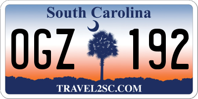 SC license plate OGZ192