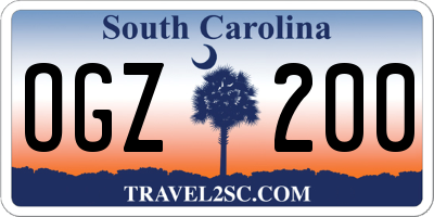 SC license plate OGZ200