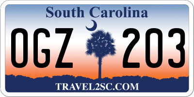SC license plate OGZ203