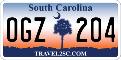 SC license plate OGZ204