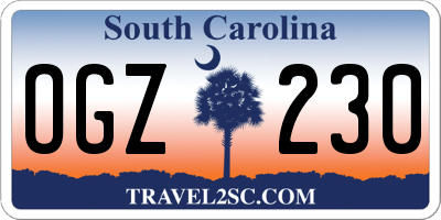 SC license plate OGZ230