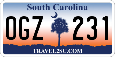 SC license plate OGZ231