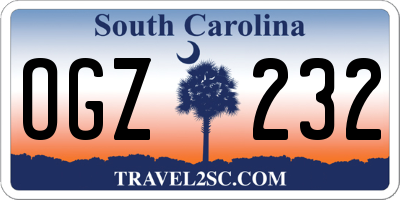 SC license plate OGZ232
