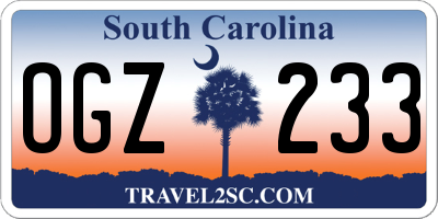 SC license plate OGZ233