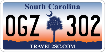 SC license plate OGZ302