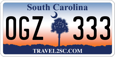 SC license plate OGZ333