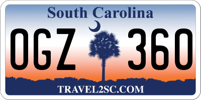 SC license plate OGZ360