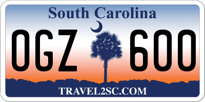 SC license plate OGZ600