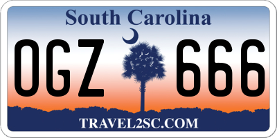 SC license plate OGZ666