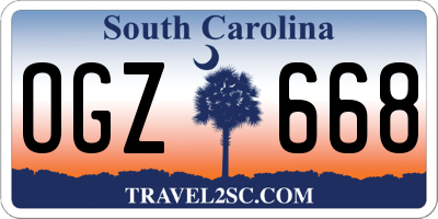 SC license plate OGZ668