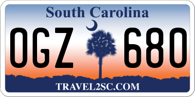 SC license plate OGZ680