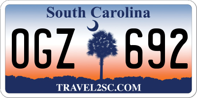 SC license plate OGZ692