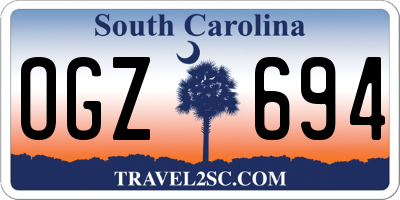 SC license plate OGZ694